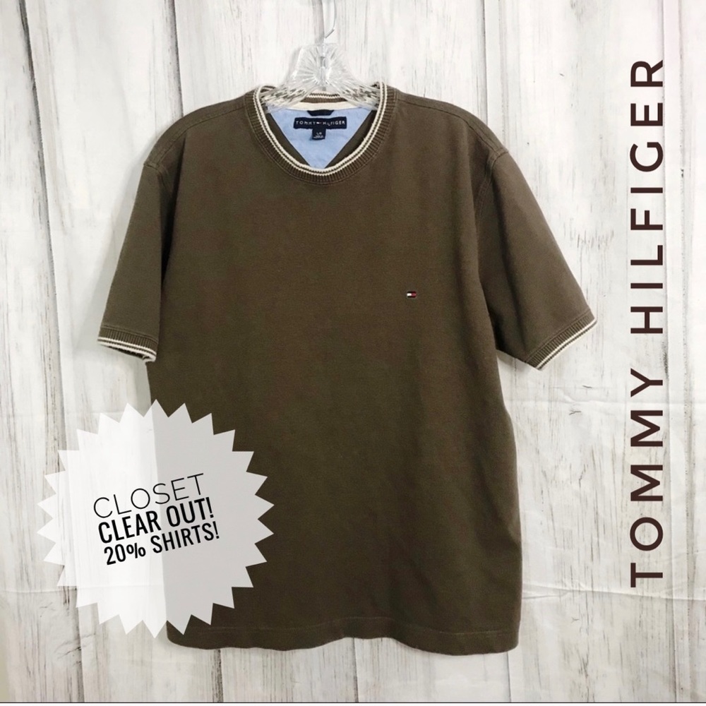 VTG Tommy Hilfiger Brown Sweater Shirt RARE Sz Lrg